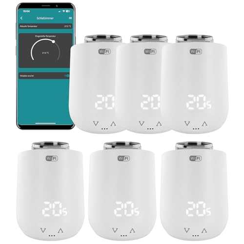 Eurotronic Comet WiFi Heizkörperthermostat Set - Smart Home Heizungssteuerung für 6 Heizkörper inkl. gratis App und Ventil-Adapter-Gutschein | Kompatibel mit jedem WLAN Router (2,4 GHz) Eurotronic Comet WiFi Heizkörperthermostat Set - Smart Home Heizungssteuerung für 6 Heizkörper inkl. gratis App und Ventil-Adapter-Gutschein | Kompatibel mit jedem WLAN Router (2,4 GHz)