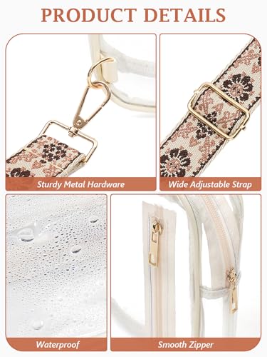 Image of 3 Pockets Clear Bag for Stadium Events with 2 Long Straps Sling Backpack Fanny Pack Concert Crossbody Purses for Women