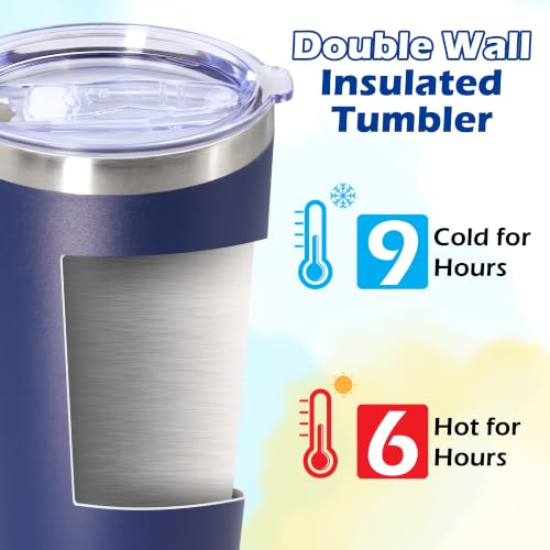 Image of 20oz Tumbler Insulated Tumblers Vacuum Coffee Mug with Lid Navy 12Pack