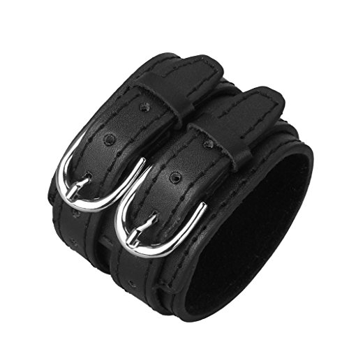 Homyl Classic Design Brown Punk Rock Biker Double Tour Pulseira masculina de couro PU