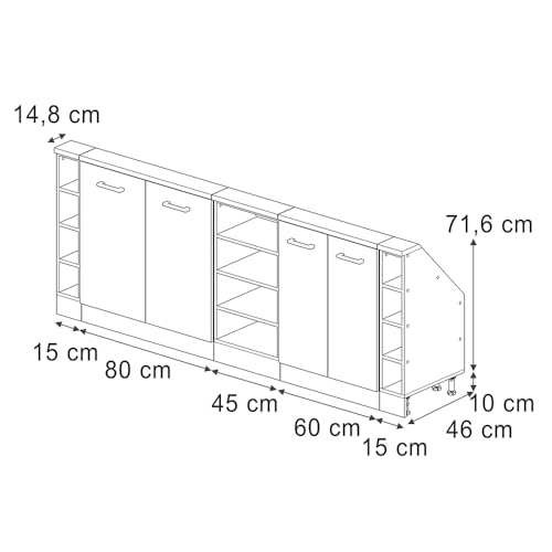 Vicco Set Di Mobili Sottotetto Nero Lucido/Antracite Set Di 5 - 3