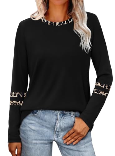 Image of Sampeel Long Sleeve Shirts for Women Color Block Casual Tops Fall Outfits 2026 Basic Tees Trendy Spring Clothes