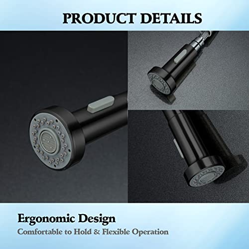 Hamoler Kitchen Faucet Spray Head Pull Out Kitchen Faucet Spout Replacement Dual Function Pull Down Replacement Faucet Sprayer Head Sink Faucet Nozzle Sprayer, Matte Black #TOP3