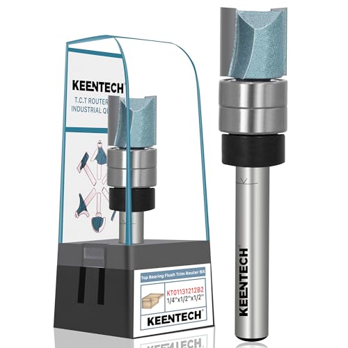 KEENTECH Flush Trim Router Bit, 1/4" Shank x 1/2" Dia x 1/2" Depth