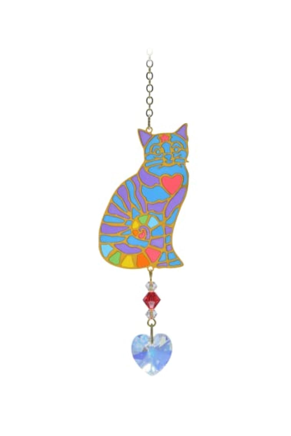 Attrape-soleil chat arc-en-ciel illumine votre salon de reflets de cristal dorés