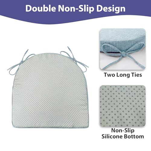 Image of IPYNBAP Chair Cushions for Dining Chairs, Kitchen Chair Cushions, 16'' x 16'' x 2'', Non Slip Indoor Seat Cushions, Chair Pads for Dining Chairs with Ties & Removable Cover, Set of 4, Light Blue