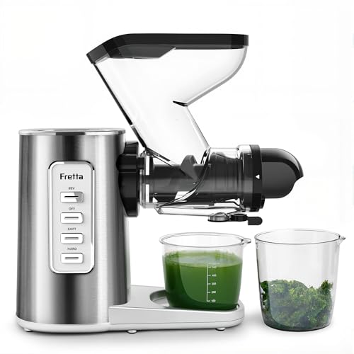 Fretta Exprimidor prensado en frío, extractor de frutas y verduras, cuerpo metálico de acero...
