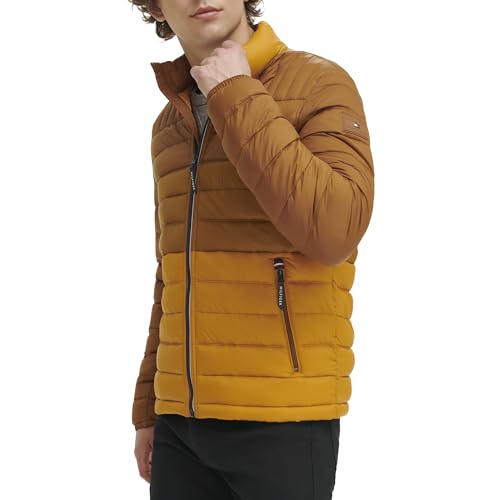 Image of Tommy Hilfiger Mens Embroidered Logo Puffer Jacket