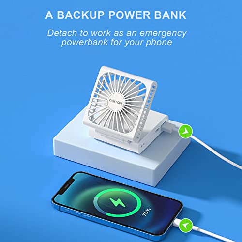 Ohkyoot Portable Travel Fan,Foldable Mini Desk Fan,Usb Rechargeable Neck Fan For Travel,Outdoors,Indoors (White) #TOP2