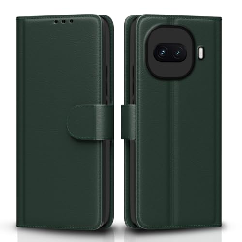Image of Amazon Basics Flip Cover for iQOO 15R 5G Leather Finish | Wallet Stand and Shock Proof | Inside TPU with Card Pockets | Complete Protection Flip Case (Green)