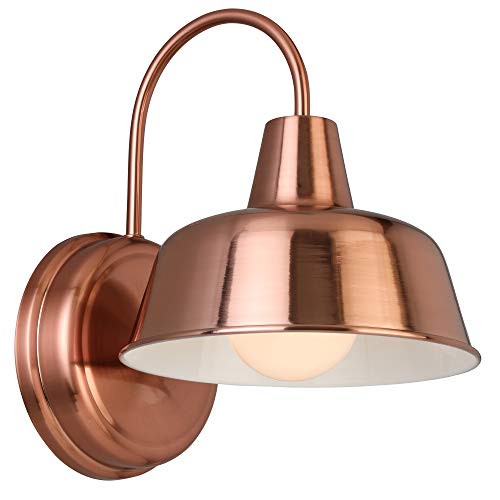 Image of Design House Mason Farmhouse Gooseneck Barn Light, Outdoor Exterior Porch or Patio Wall Light Fixture, Copper Paint, 8 Inch Diameter, 1-Pack, 588434 | , Wall Mount, Modern Farmhouse, Steel, Lighting, 588434