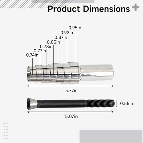 Ring Mandrel Sizer Tool Set, 7 Stainless Steel Sizes, 0.74 to 0.96 Inches, Includes Allen Key for Jewelry Professionals