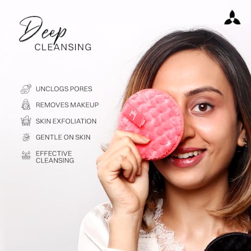 Image of July Soft & Gentle Cleansing Reusable Makeup Remover Cleansing Pads - Pack of 2 | Easily Removes Stubborn Face & Eye Makeup (Big, Pink)