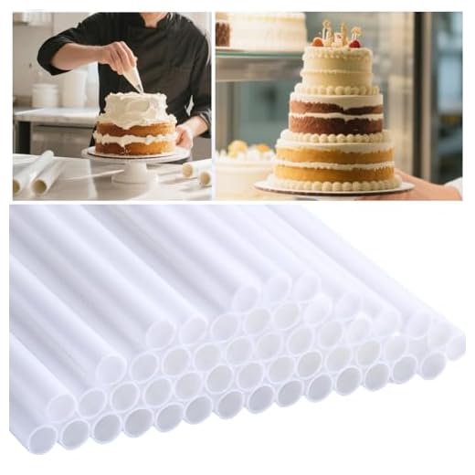 YAOSHENG White Plastic Cake Dowels Rods for Tiered Cakes Support and Stacking – Round Cake Support Dowels (5pcs, 0.74 * 11.81 inch)