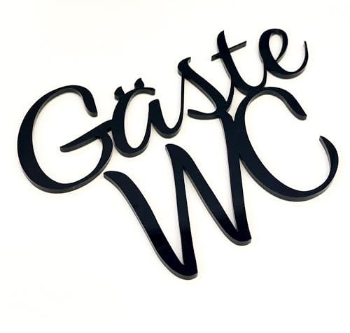 codiarts. Türschild mit Schriftzug Gäste WC 3D selbstklebend aus Acrylglas Laser geschnitten - Toilettenschild die Gästetoilette - Deko Badezimmer-Schild für die Tür zum Kleben für das Gästeklo