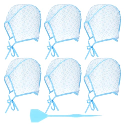 Highlighting Kit, 6Pcs Highlighting Cap with 6Pcs Hair Needles Crochet Hooks Salon Hair Coloring Dye Caps Frosting Cap for Salon DIY Hairs Dyeing Hairdressing