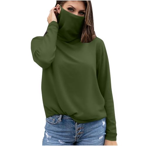 Sun Protection Shirts for Women UPF50+ Long Sleeve UV Blocking Top Lightweight Breathable Shirt with Face Mask(Green,Large)