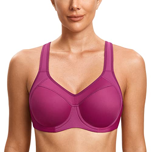 Image of SYROKAN Women's Full Support High Impact Racerback Lightly Lined Underwire Sports Bra