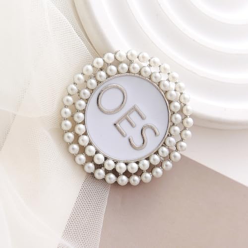 Image of OES Pearl Brooch Order Of The Eastern Star Sorority Letters Social Club Jewelry Gifts For Women