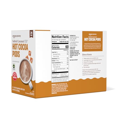 Amazon Brand - Happy Belly Hot Cocoa Pods Compatible with 2.0 K-Cup Brewers, Salted Caramel Flavored, 24 Count - image 2