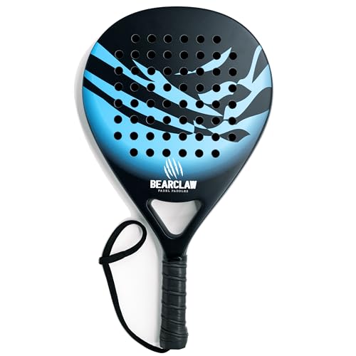 Bearclaw Padel Racket - Blue/Black - Carbon Fiber Surface with EVA Memory, Flex Foam Core - Lightweight Padel Racquet