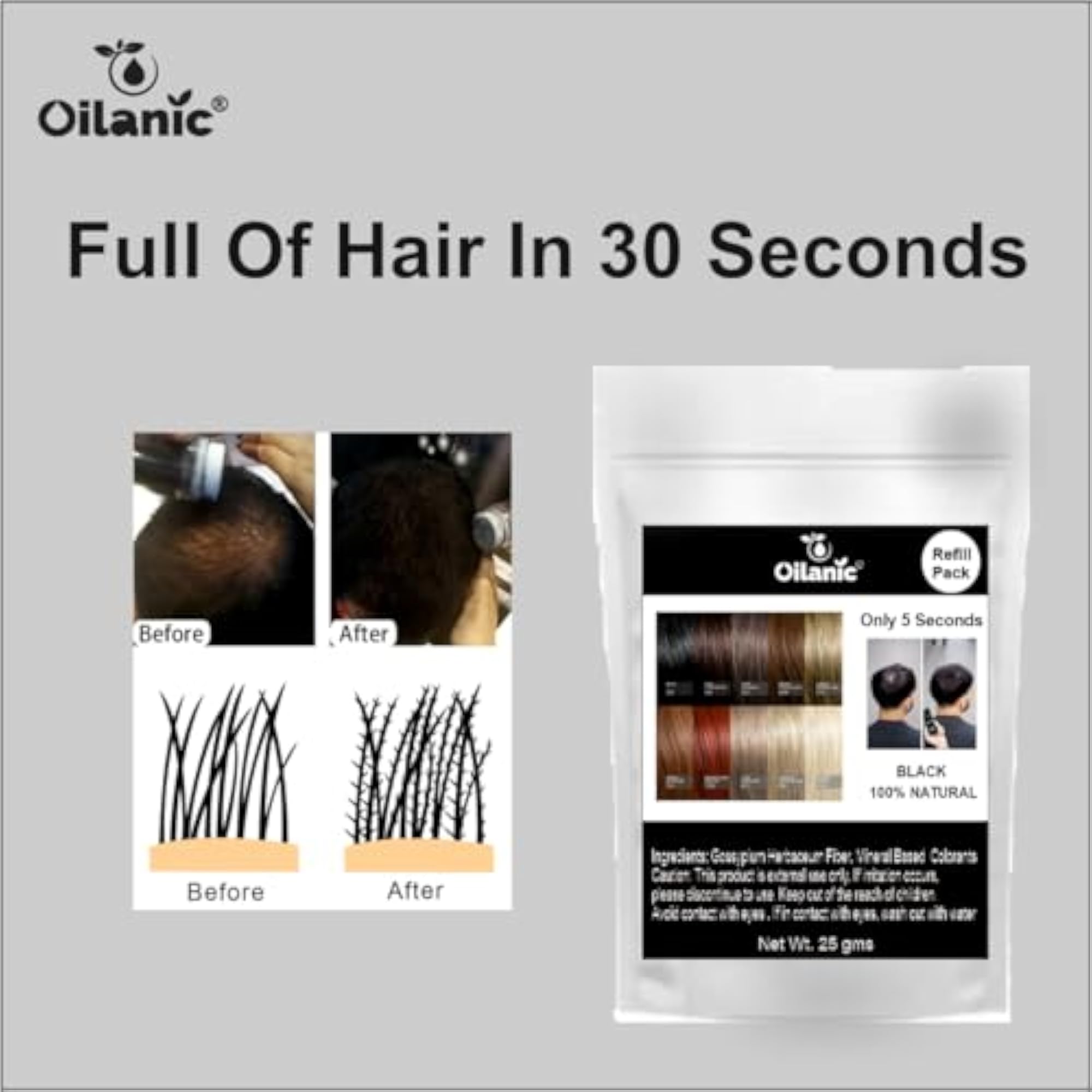 Hair Building Fiber Refill Pack for Instant Volume