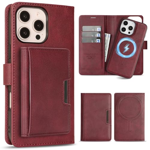 Étui portefeuille en cuir multi-cuir pour iPhone 12 Pro rouge haute finition
