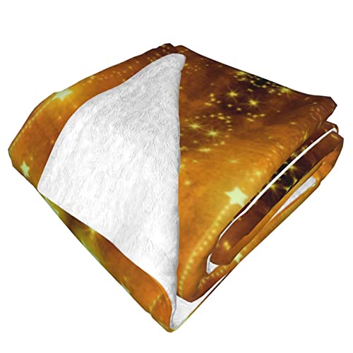 Yellow Brown Stars Printed Throw Blanket Ultra-Soft Fuzzy Blanket Warm Blanket Fluffy Reversible Blanket For Bed And Couch #TOP2