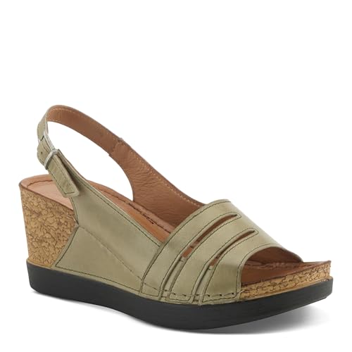 Spring Step Women's KELSY Leather Buckle Slingback Wedge Sandals - Premium Materials, Adjustable Fit, Made in Turkey2