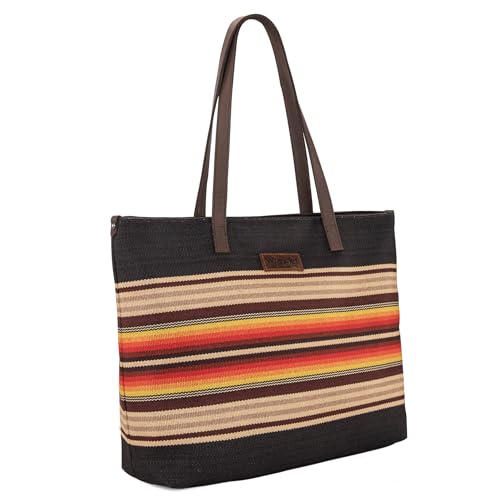 Image of Montana West Wrangler Aztec Print Canvas Tote Bag Capacity Shoulder Bag for Work, Travel & Everyday Use