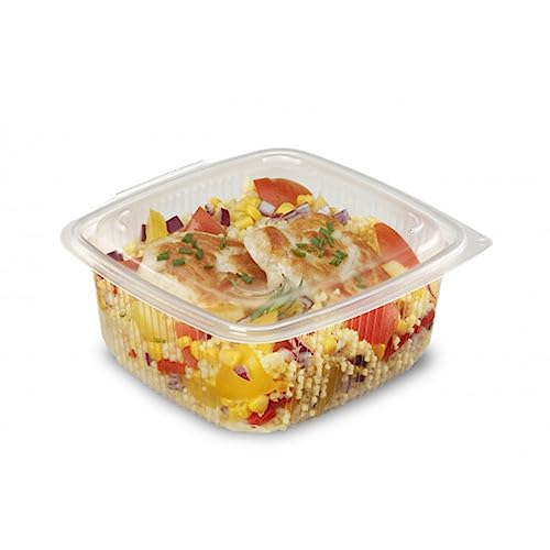 Générique 400 barquettes fraicheur à charnière 1000 cc en plastique PET pour salade et aliments froids