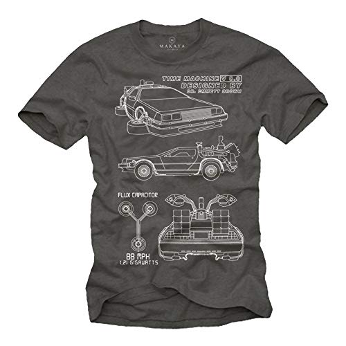 Camisetas Frikis Hombre - Regreso al Futuro - T-Shirt Delorean Funny Basica Manga Corta Theory Gris L