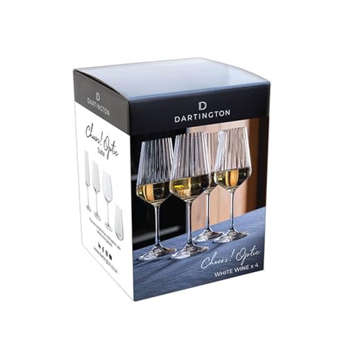 Dartington Crystal Cheers! Optic White Wine Glasses – 350ml Set of 4 - Image 6