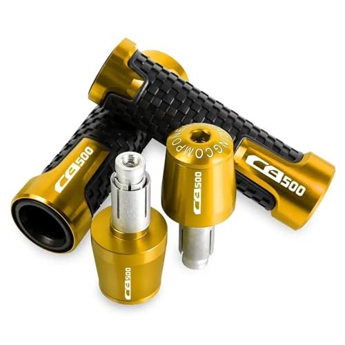 BCOTNHZT Motorrad Lenkerenden FÜR Honda CB500F CB500X CBR500R 1995-1998 2019 2020 Motorrad Zubehör Aluminium CNC Handgriffe Griff Bar End Kappe (Farbe : Gold)