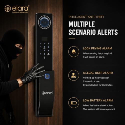 Image of Elara APEX PRO 2026 - Segment's First Waterproof Smart Lock | 9-in-1 Access Control with Palm Recognition, Face Unlock, Fingerprint, PIN & App | 2-Year Warranty