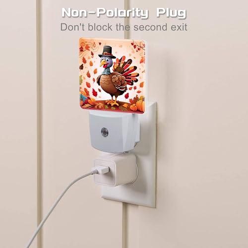 Image of Cute Cartoon Turkey Night Light for Kids,Thanksgiving Day Fall Autumn Night Light Plug in with Dusk to Dawn Sensor,0.5w Energy Saving Nightlight for Hallway Stairway Kitchen Bedroom