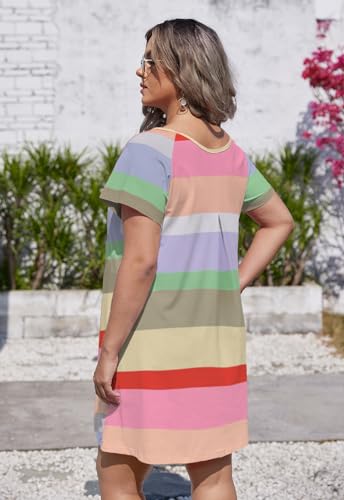 Image of Alaster Women's Casual Summer T Shirt Dress Loose Short Sleeve Tunic Dress with Pocket for Women