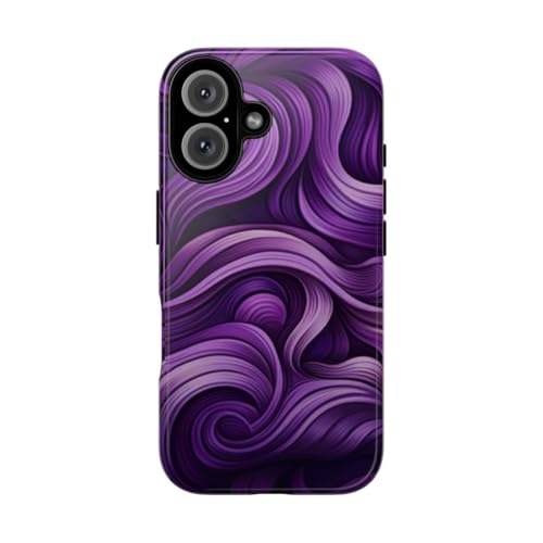 Coque rigide brillante motif vague tourbillonnante violette iPhone 16 Premium