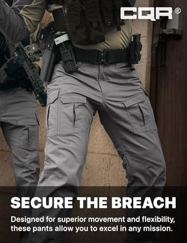 Image of CQR Men's Flex Ripstop Tactical Pants, Water Resistant Stretch Cargo Pants, Lightweight EDC Hiking Work Pants