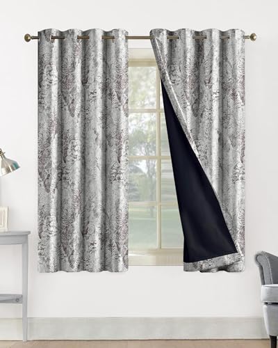 Image of Cloth Fusion Printed 100% Blackout Window Curtains 5 Feet Long Set of 2