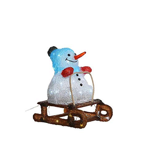 Kaemingk Figura Luminosa a Batteria in Acrilico Pupazzo di Neve LED Bianco Freddo 32cm 1 Pezzo