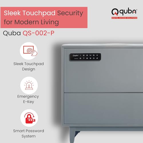 Image of Quba Smart Lock for Cabinets and Wardrobe (Jet Black)-3 Operating Modes, Sleek Touchpad Furniture-Lock w /Password-Admin & User Mode-E Key for Emergency Unlock-for Home, Office Alimrah (QS-002-P)