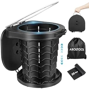 Portable Toilet for Adults, Adjustable Height Camping Toilet Portable, Outdoor Emergency Toilet for Car, Travel, Camping, and Hiking, Comfortable Portable Potty for Adults with 20 Toilet Bags