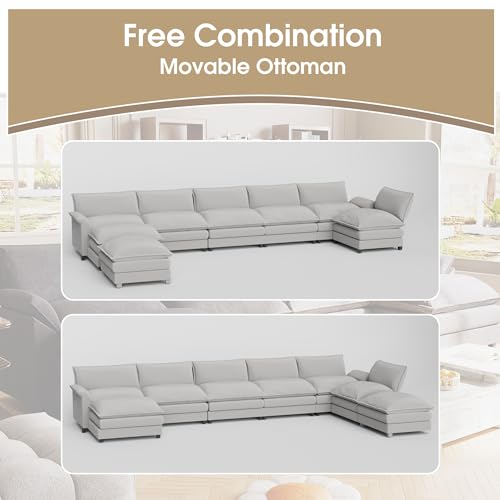 image for JUMMICO 198” Modular Oversized Sectional Sofa Couch, Modern Wide Arm