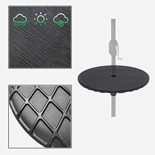 Zaquak 20\" Patio Umbrella Table Tray,Outdoor Adjustable Umbrella Table with Umbrella Hole,Portable Round Table Top for Beach Patio Garden Swimming Pool,Black