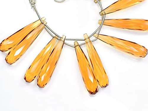 Citrine quartz briolette facettée en forme de longue larme de 35mm pour la haute bijouterie