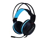 Léger et aspect robuste Silvergear Casque de jeu avec microphone, son surround, casque de jeu PS4, PC, Xbox One, lumière LED RVB avec adaptateur audio – Noir, bleu