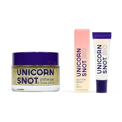 UNICORN SNOT Face & Body Glitter & Lip Gloss Bundle - Makeup for Festivals, Raves, Anime Cosplay - Safe for Face, Easy Application & Removal (Bling & Nova)