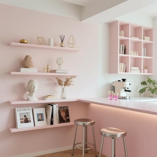 Image of Yancorp 16 inchx394 inch Matte Pink Contact Papaer Peel and Stick Wallpaper Vinyl Wrap Countertop Wallpapers Waterproof for Cabinets Drawers Bedroom Kitchen Self-Adhesive Wallpaper