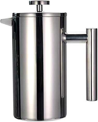 Coffee Press Coffee Tea Maker Stainless Steel Coffee Pot Double Wall Vacuum Isnulated Portable Glass Tea Brewer with Filter Pots(800ml)